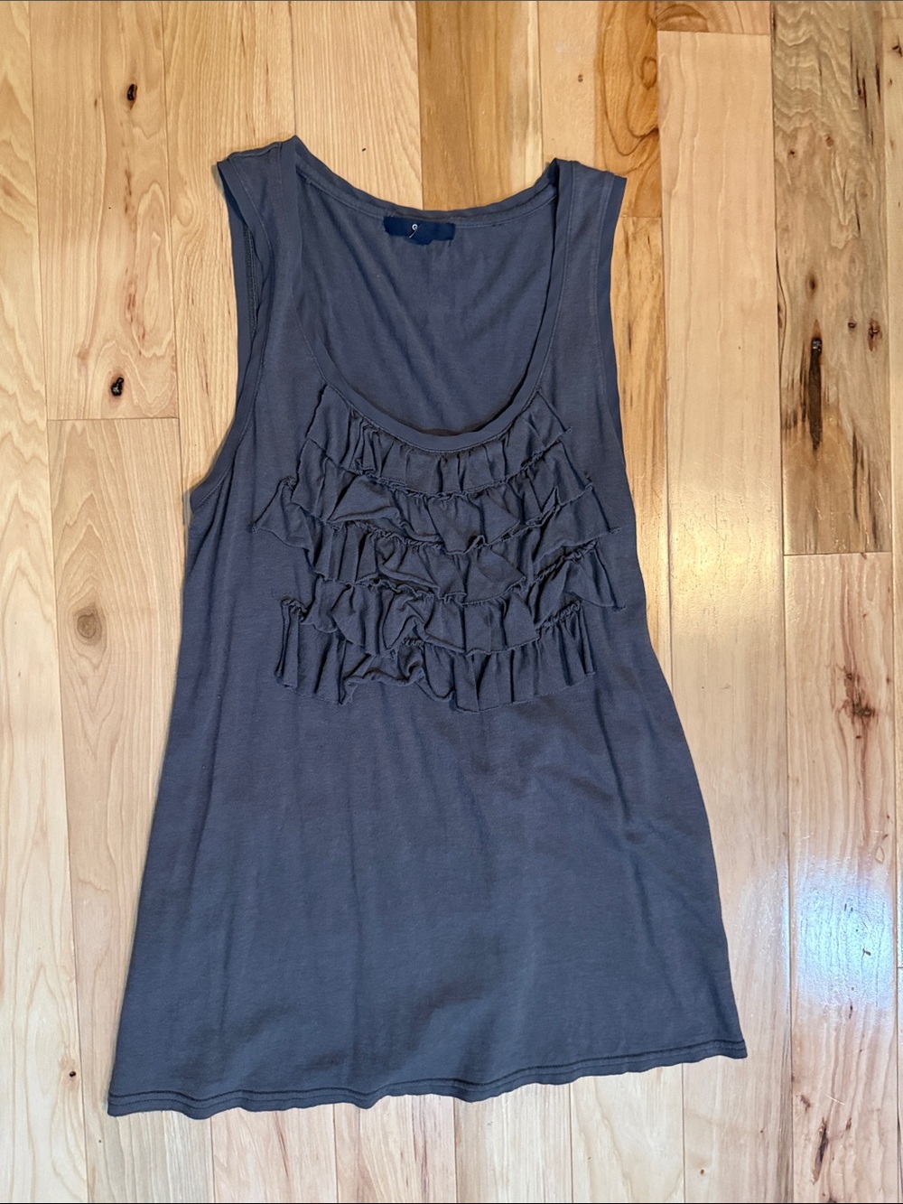 GAP Charcoal Ruffle Front Sleeveless Tank